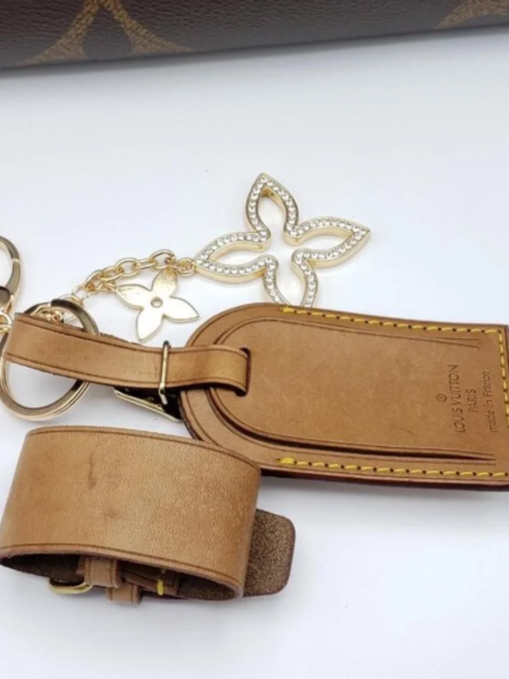 Authentic Louis Vuitton Dark Brown Luggage, Name Tag with Unbranded Keycharm